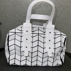Bao bao replica Stylish White and Black Geometric Women's Handbag